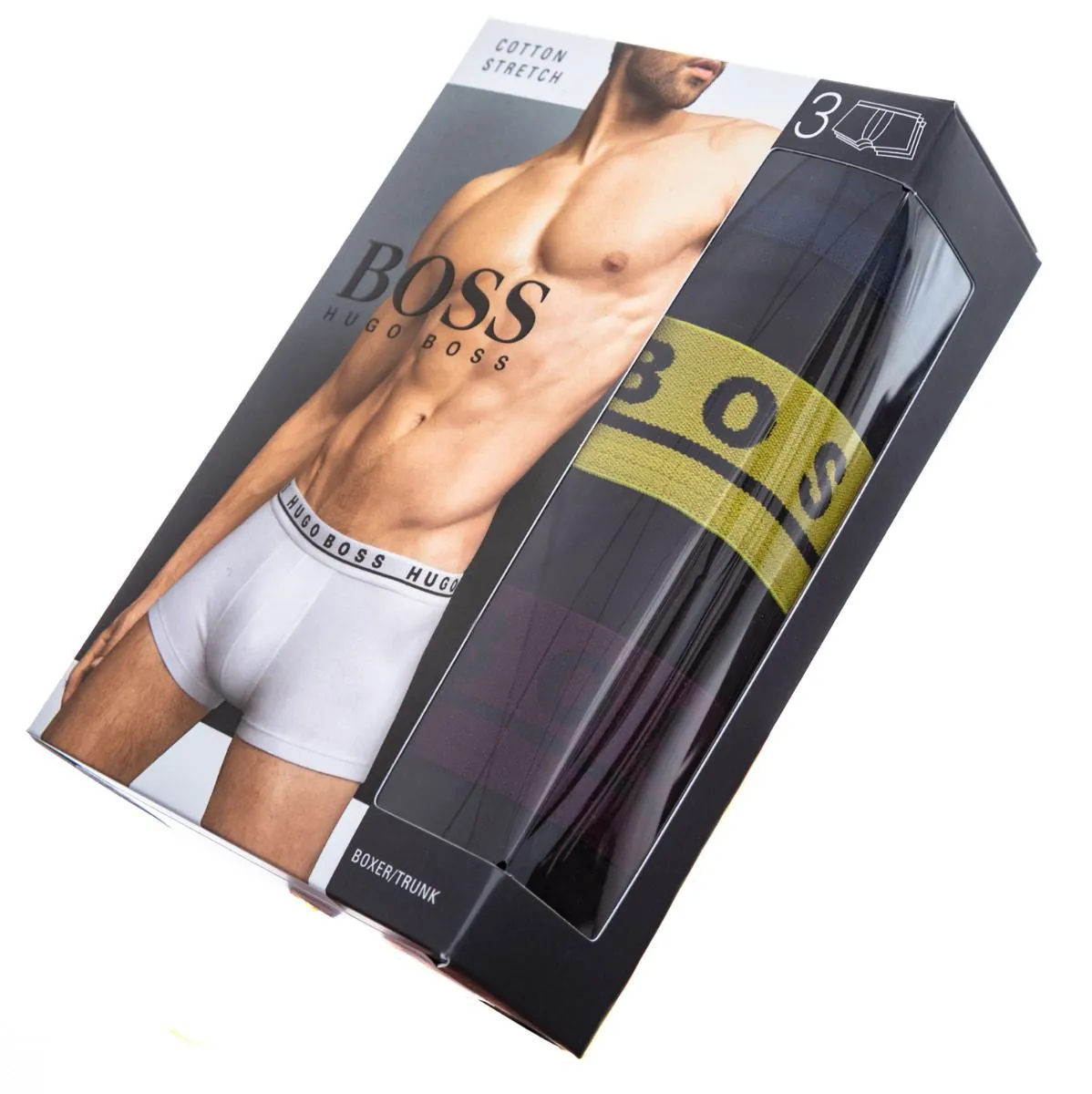 BOSS Trunk 3 Pack Underwear in Navy, Burgundy & Yellow