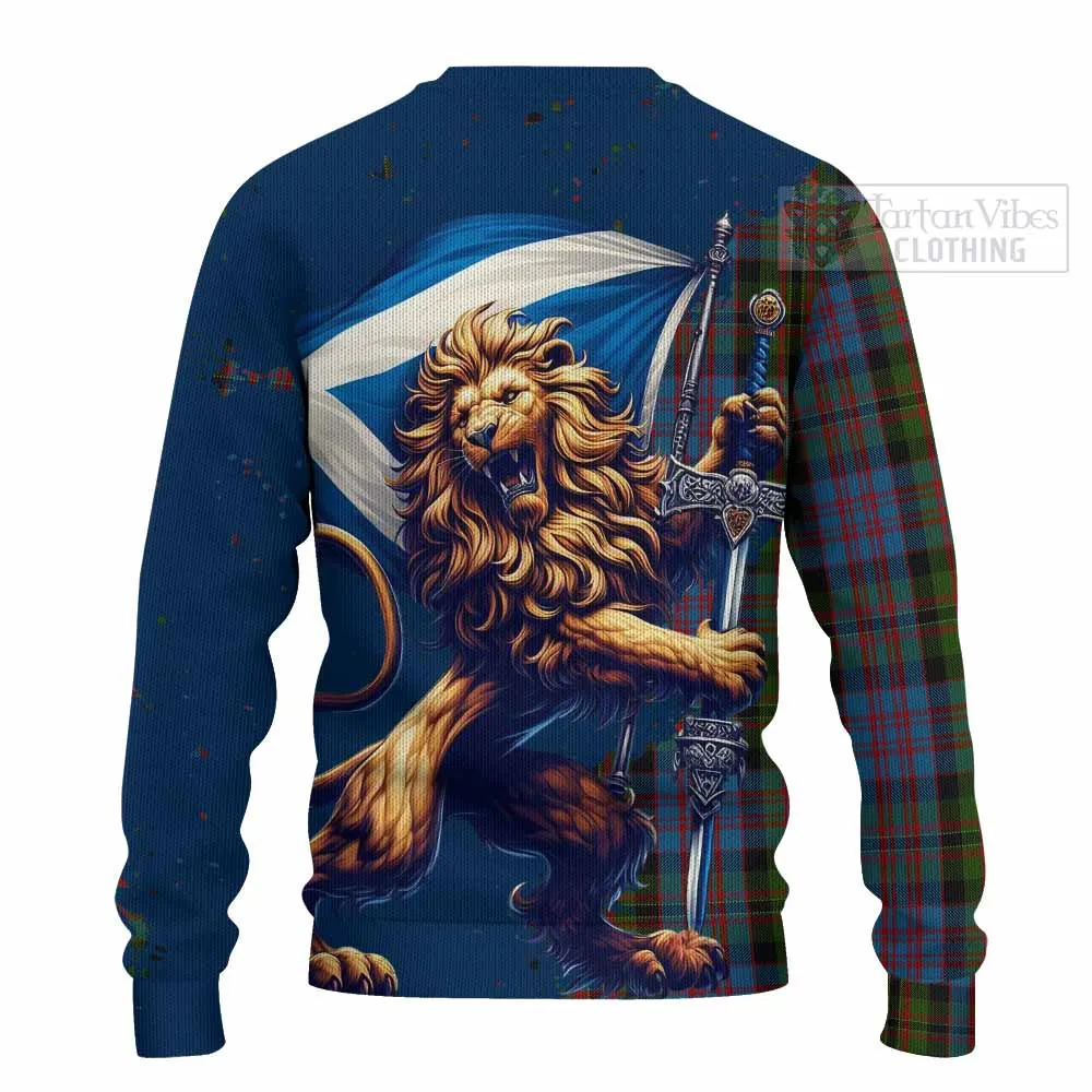 Bowie Tartan Family Crest Knitted Sweater with Scottish Majestic Lion