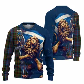 Bowie Tartan Family Crest Knitted Sweater with Scottish Majestic Lion