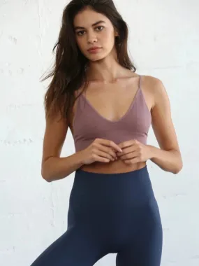 Brami Ribbed V-Neck Bra Top - Vintage Mauve