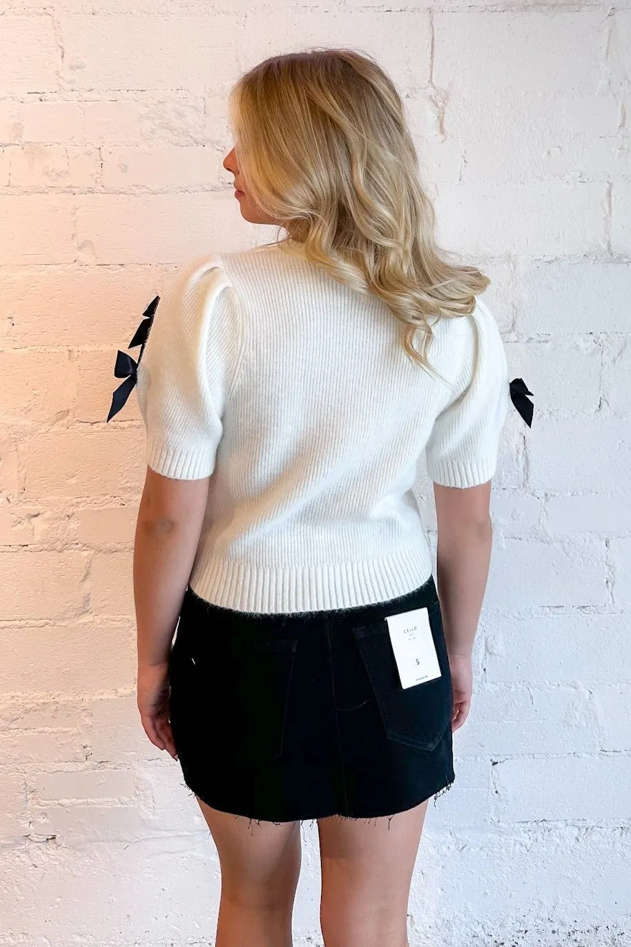 Charlotte Cropped Sweater With Bow Detail