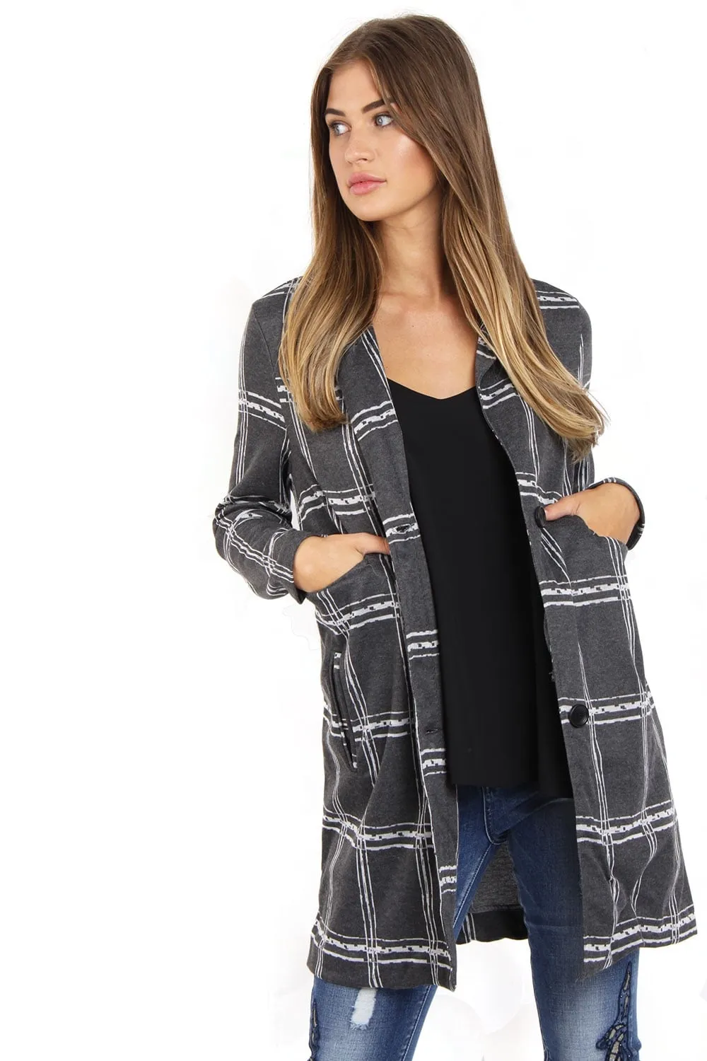 Check Print Duster Jacket