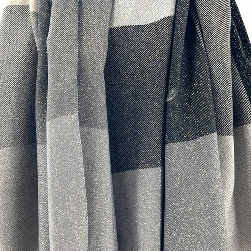 Checked Grey Viscose Scarf