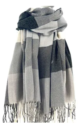 Checked Grey Viscose Scarf