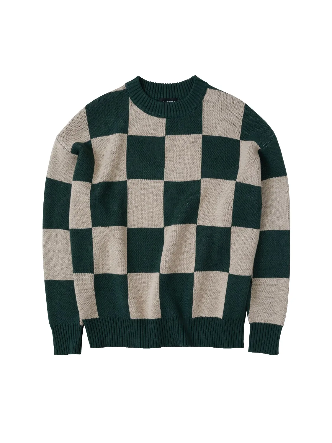 Checkerboard Sweater Green