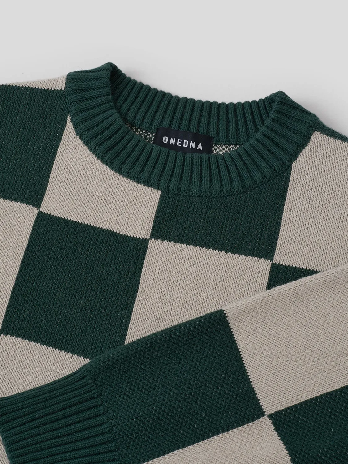 Checkerboard Sweater Green