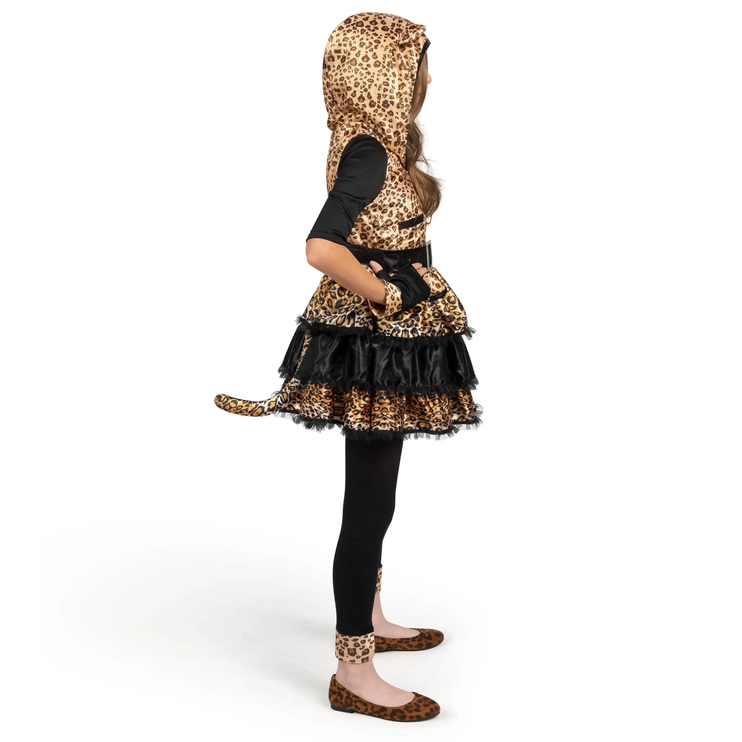 Cheetah Costume for Girls, Plush Leopard Costume for Halloween Party