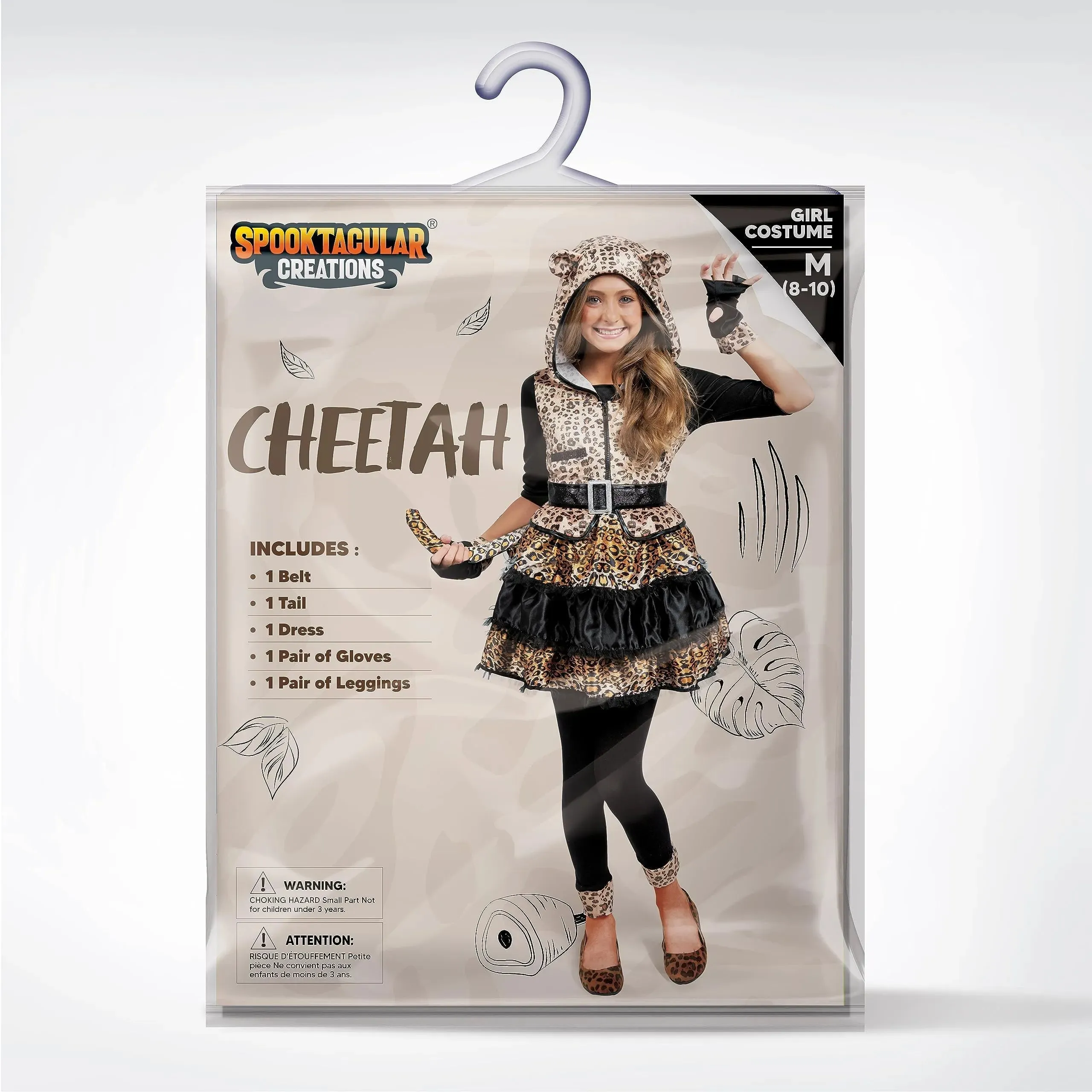 Cheetah Costume for Girls, Plush Leopard Costume for Halloween Party