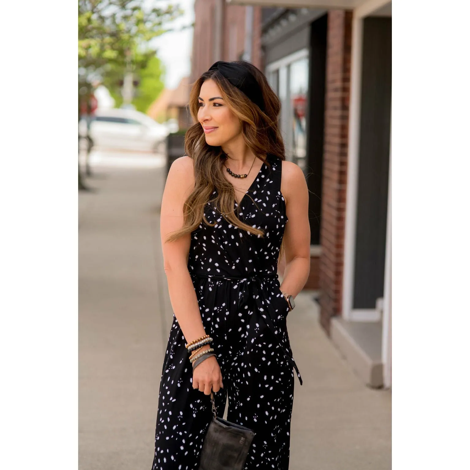 Cheetah Wrap Sleeveless Jumpsuit