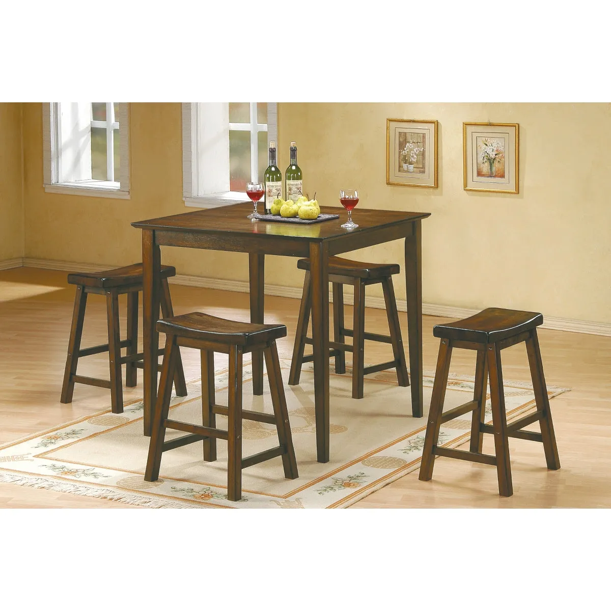 Cherry Finish Counter Height Stool - Solid Wood - Set of 2