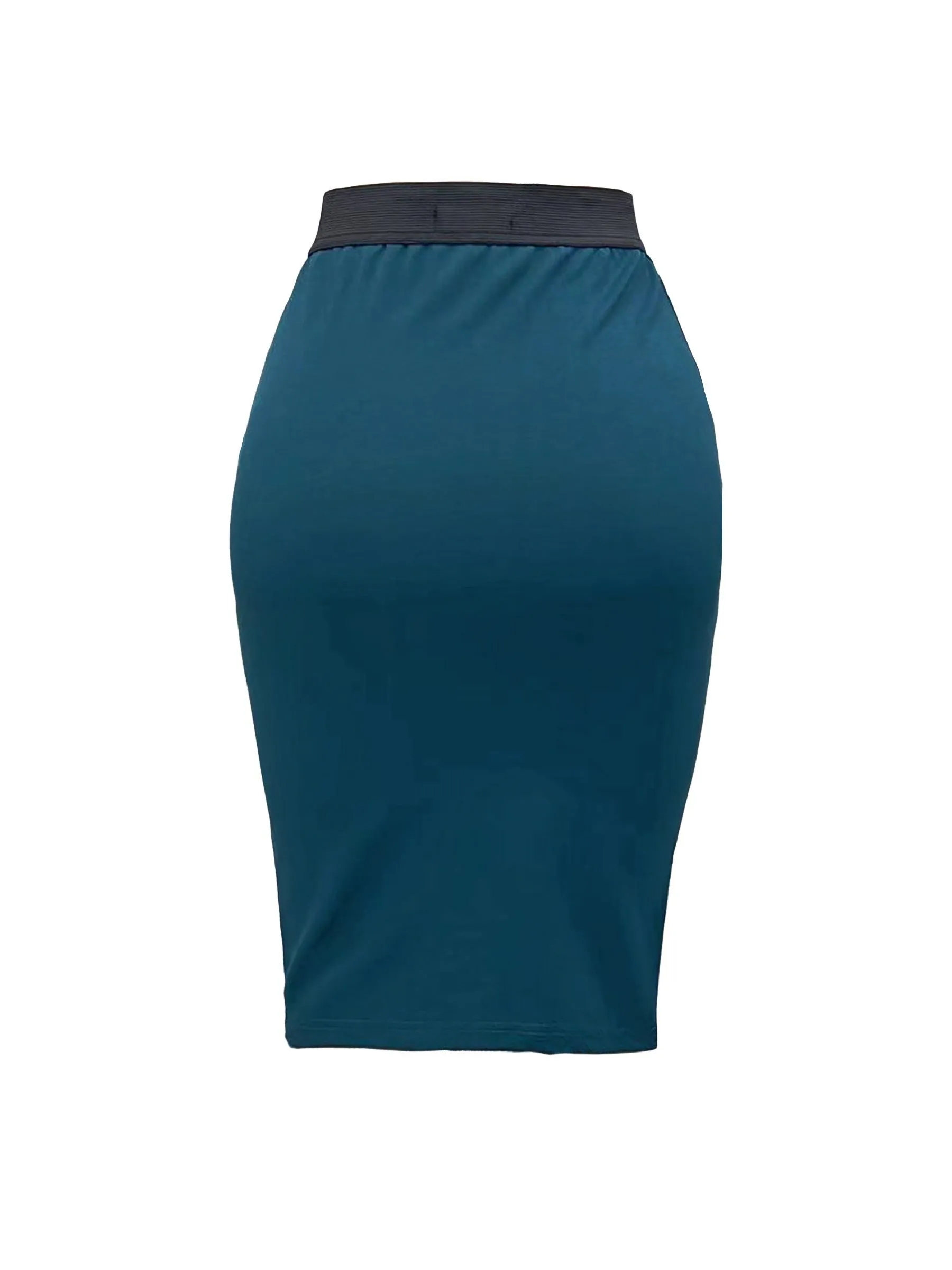 Chic Button Detail Bodycon Skirt - High Waist, Figure-Flattering, Solid Colors - Premium Womens Work to Evening Wear