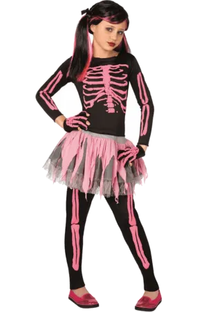 Childrens Pink Skeleton Costume