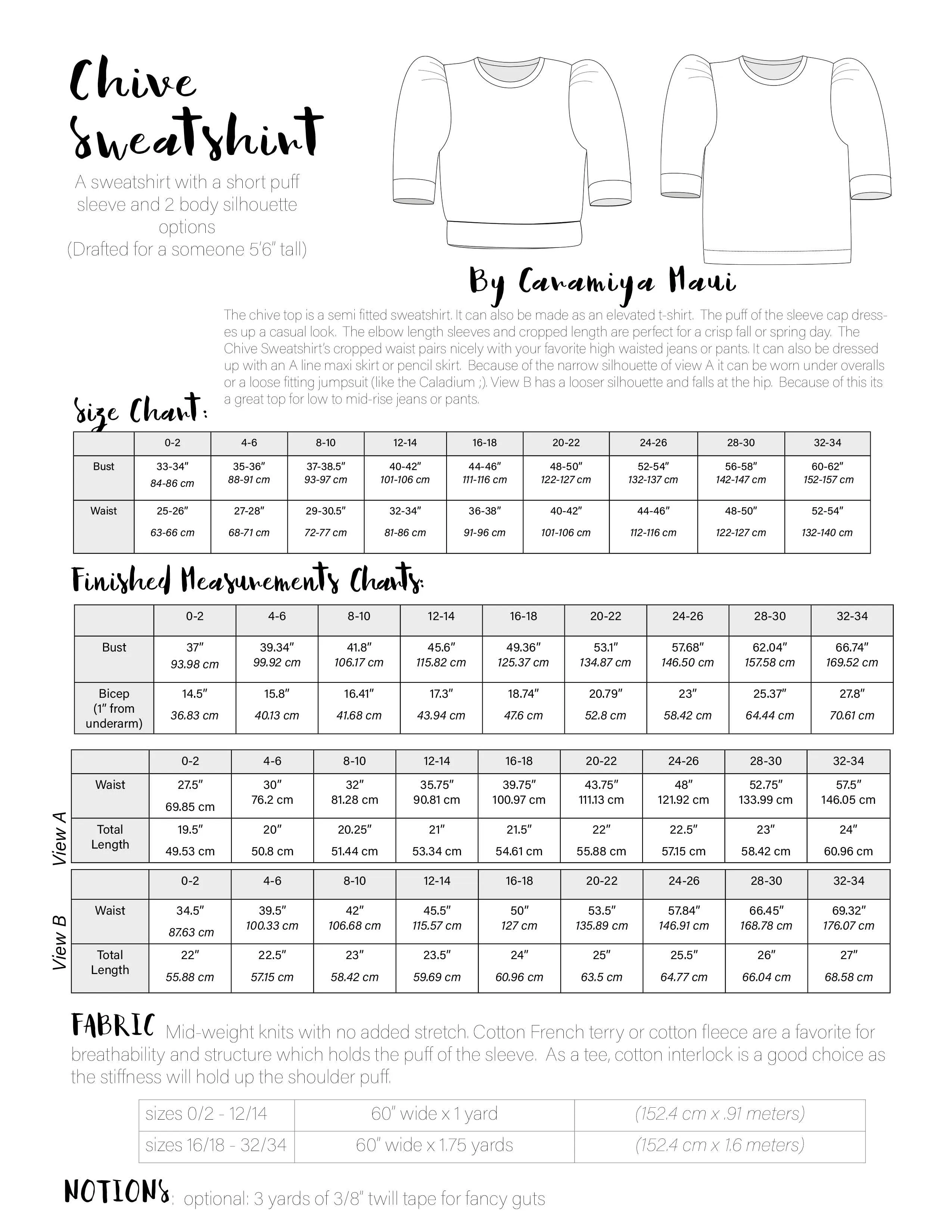 Chive sweatshirt pattern pdf