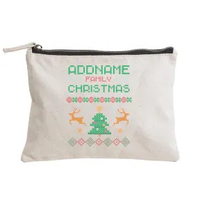 Christmas Series Addname Family Sweater Design Zipper Pouch