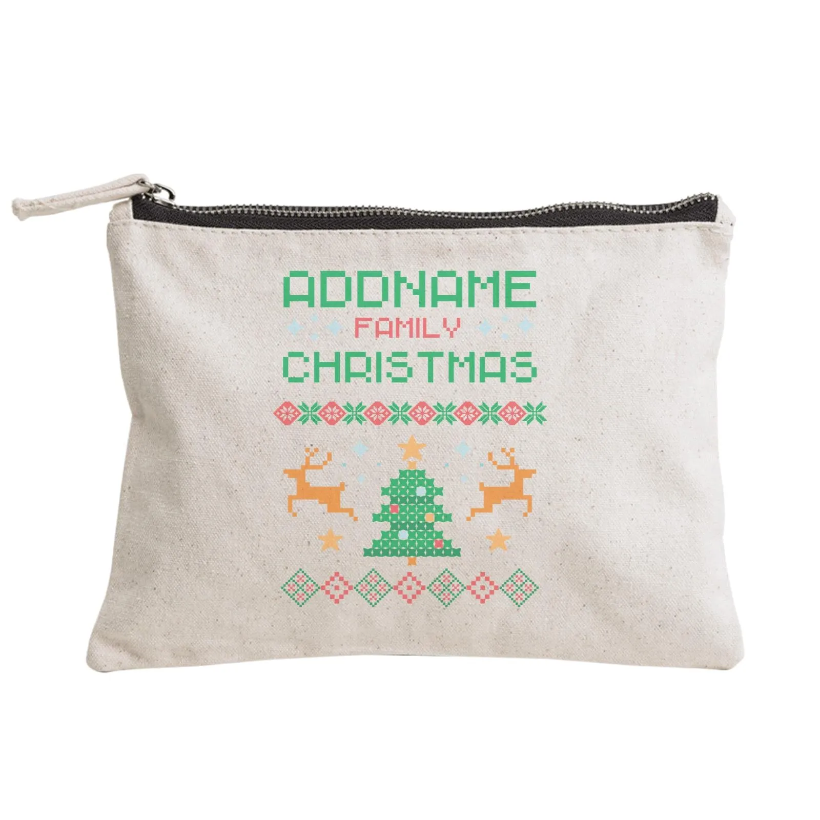 Christmas Series Addname Family Sweater Design Zipper Pouch