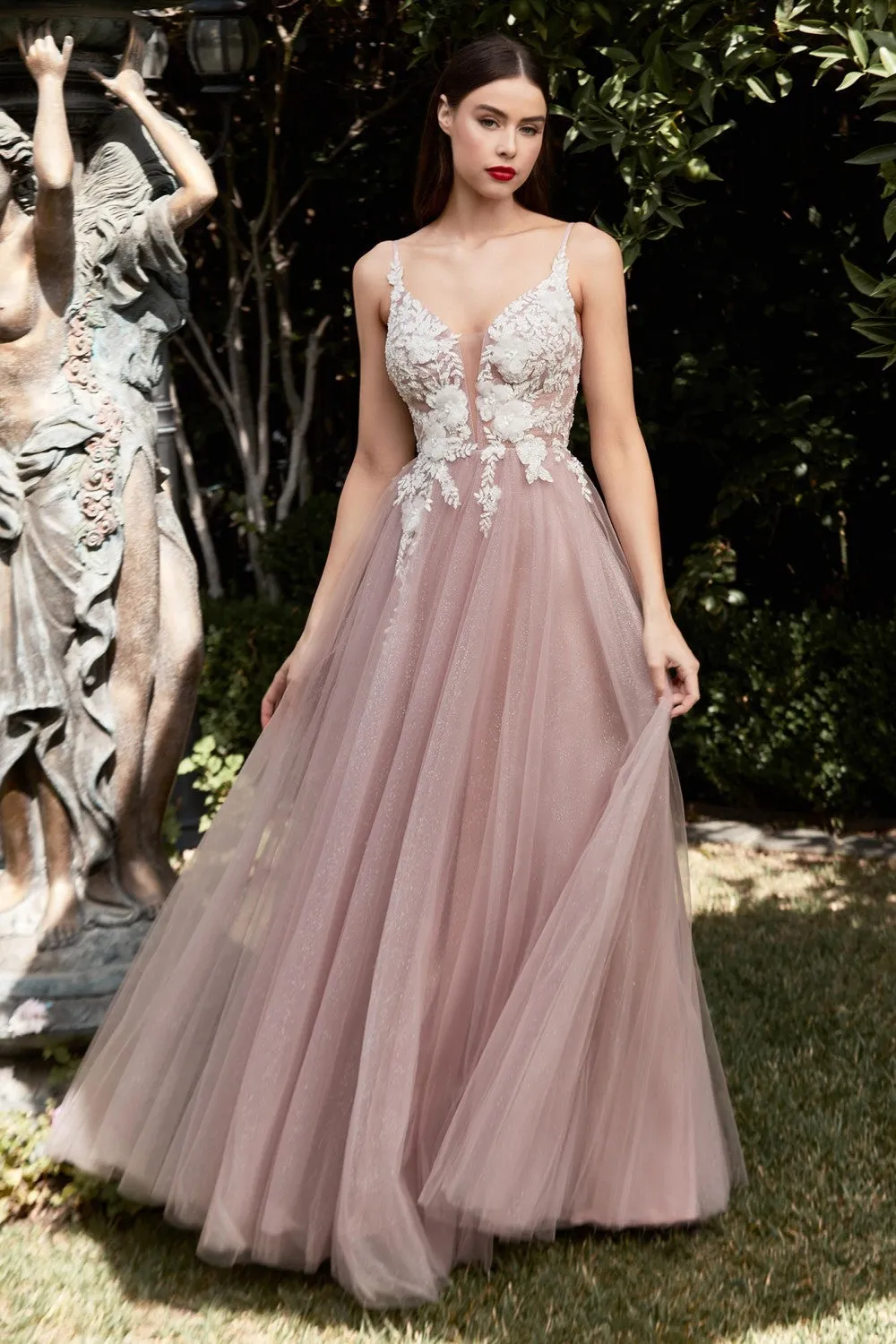 Clara Mauve | Maxi Tulle Dress w/ Lace Bodice