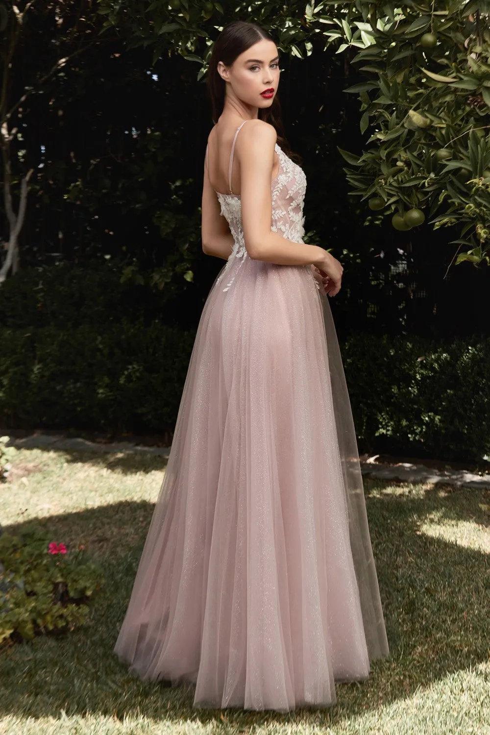 Clara Mauve | Maxi Tulle Dress w/ Lace Bodice