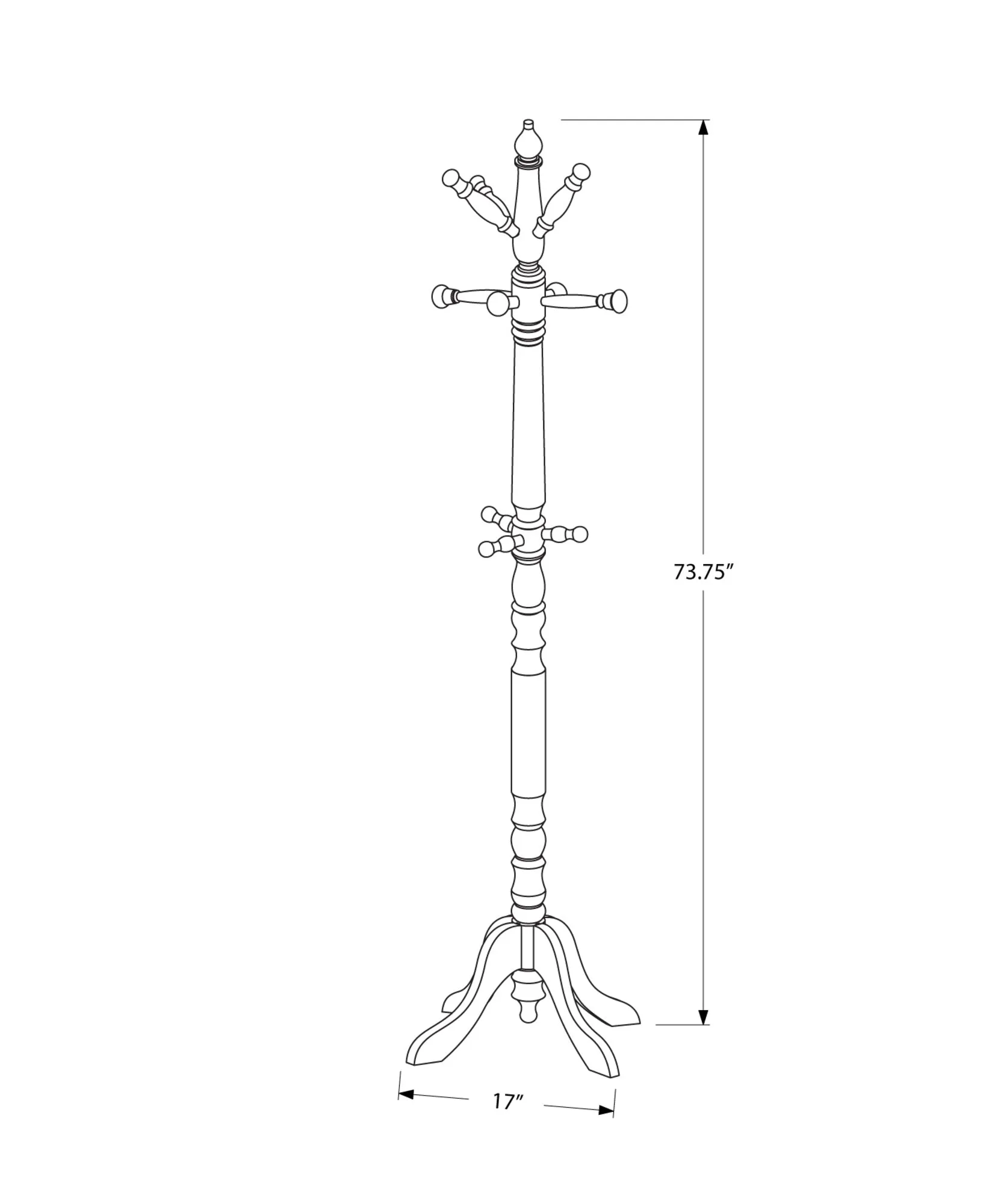 Coat Rack - 73"H / Antique White Wood Traditional Style