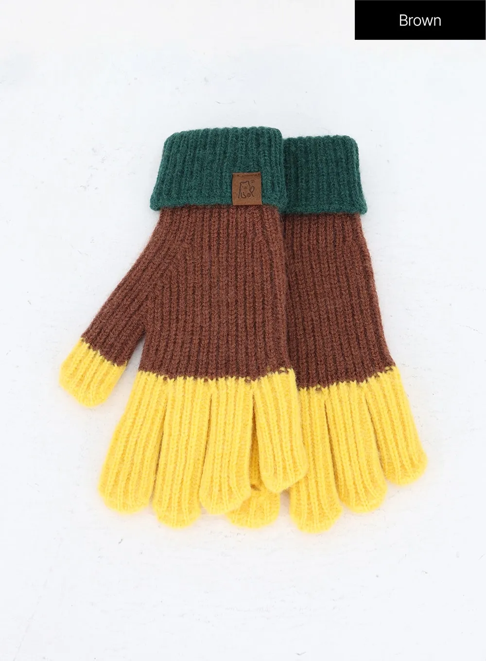 Color Block Knit Gloves IN302