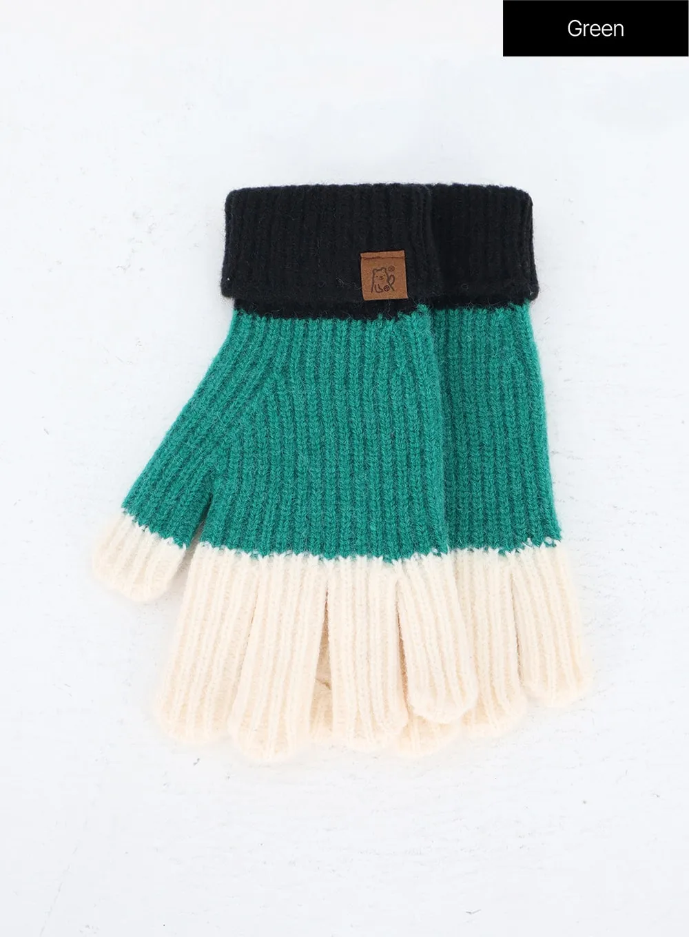 Color Block Knit Gloves IN302