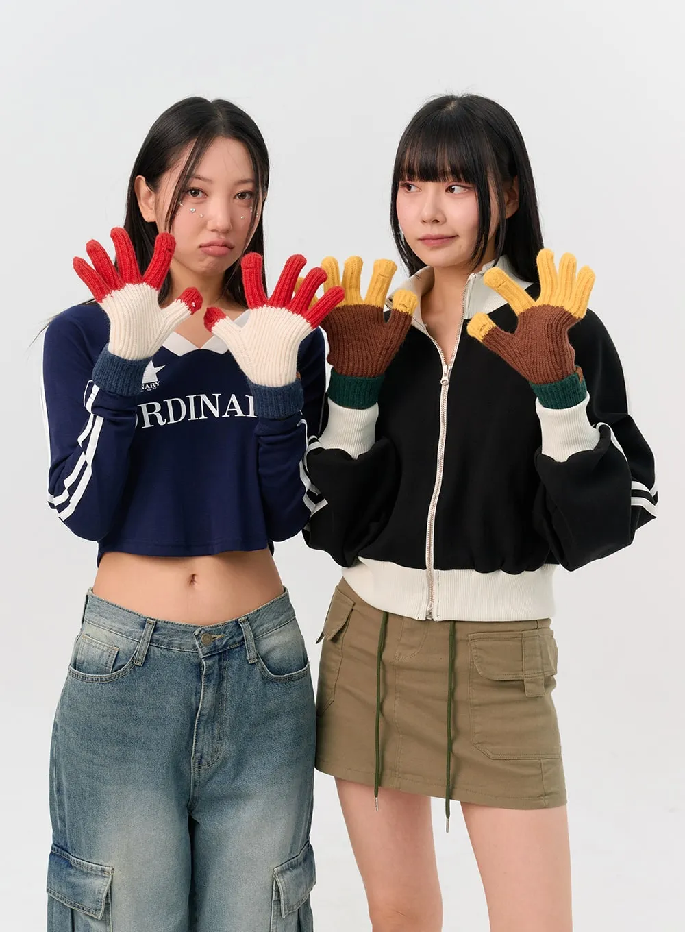 Color Block Knit Gloves IN302