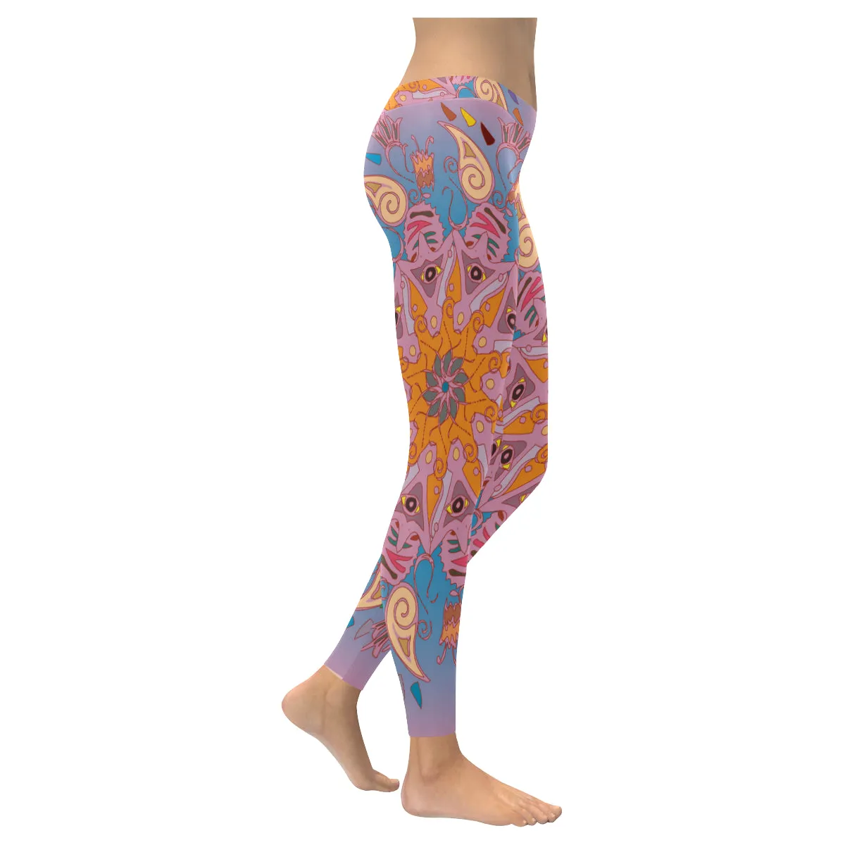 Colorful antistress mandala Women's Low Rise Leggings (Invisible Stitch)