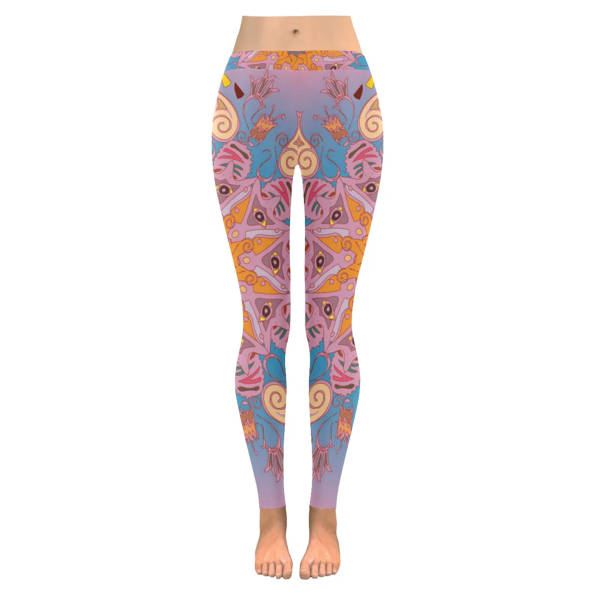 Colorful antistress mandala Women's Low Rise Leggings (Invisible Stitch)