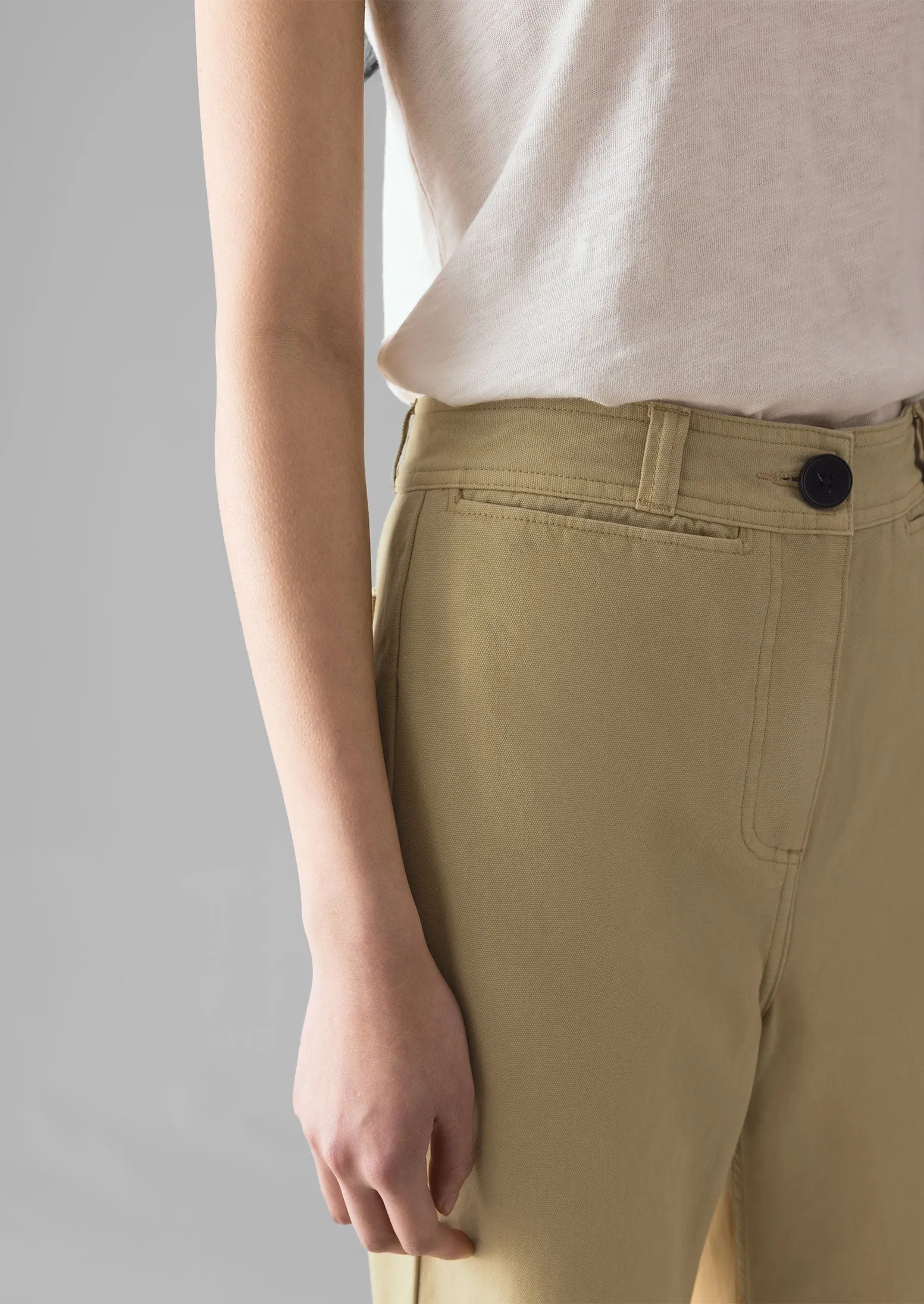 Cotton Canvas Kick Flare Pants | Shale Stone