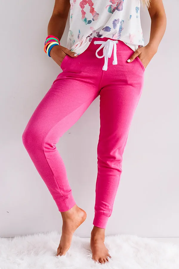 Cozy As They Come Midrise Joggers in Hot Pink