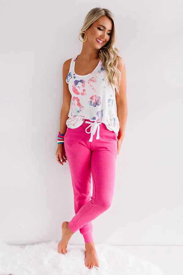 Cozy As They Come Midrise Joggers in Hot Pink