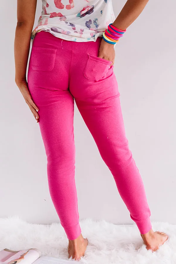 Cozy As They Come Midrise Joggers in Hot Pink