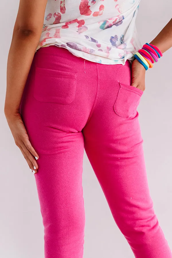 Cozy As They Come Midrise Joggers in Hot Pink