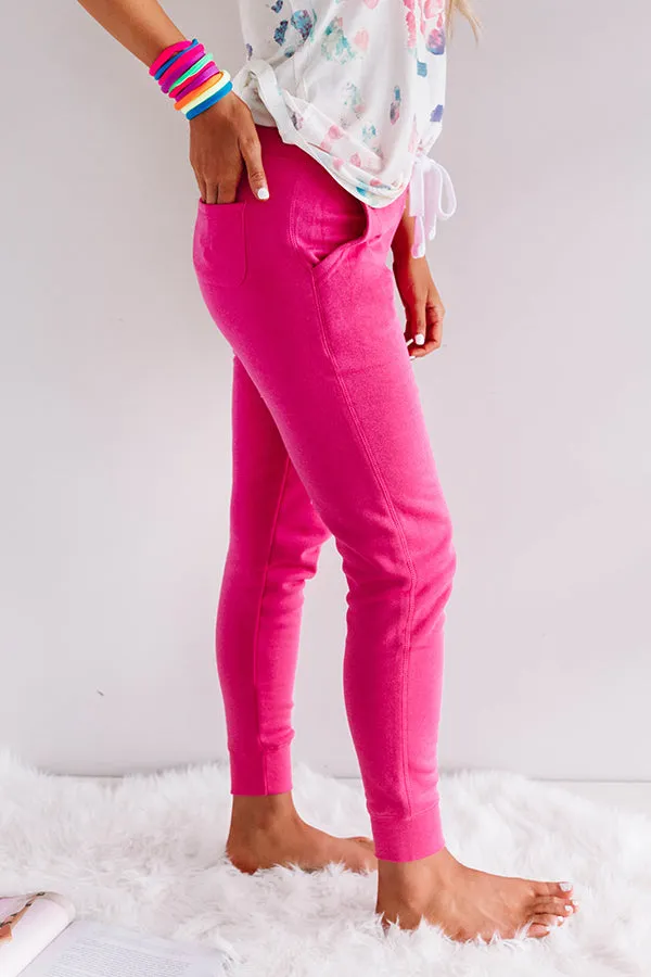 Cozy As They Come Midrise Joggers in Hot Pink