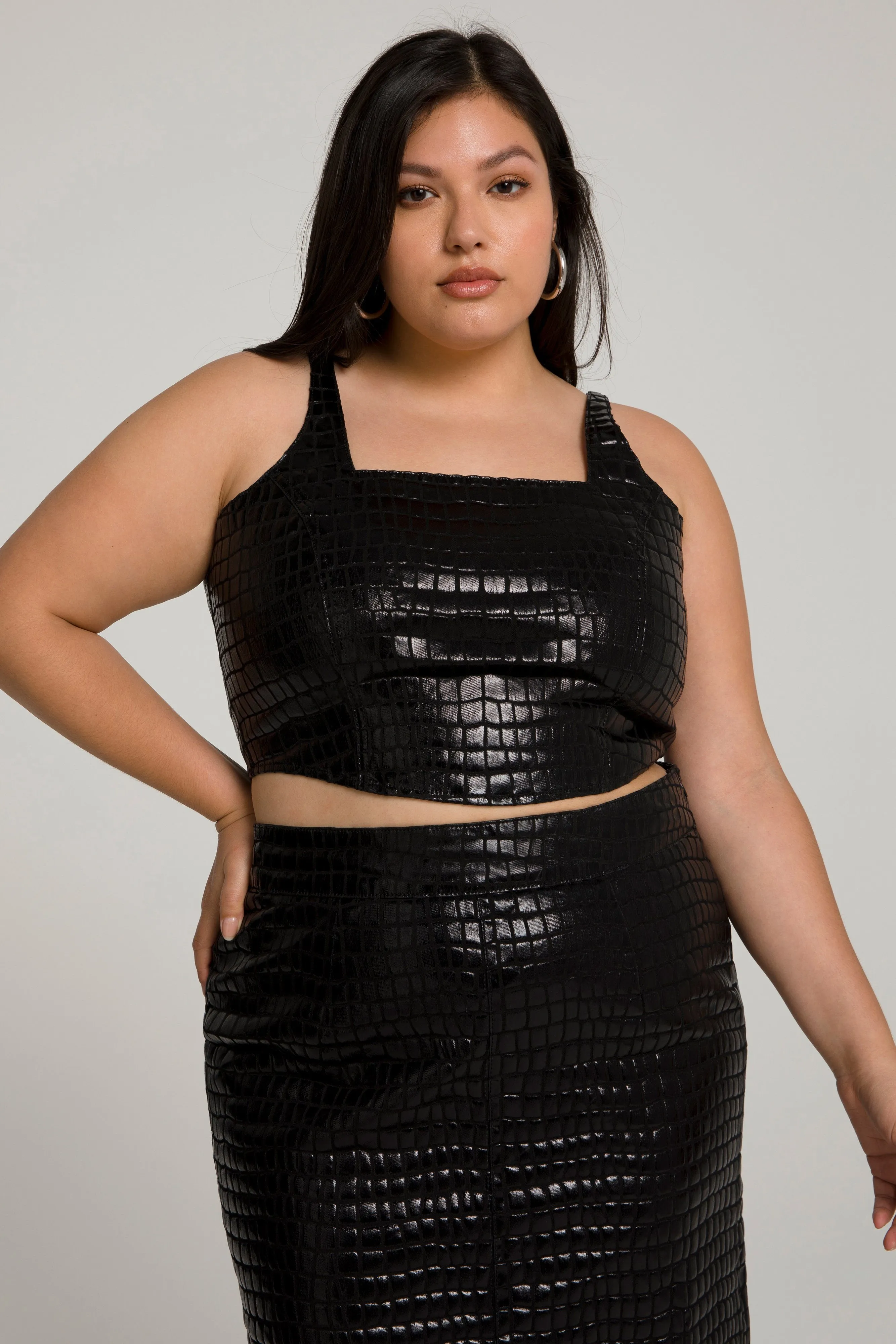 CROC CORSET TOP | BLACK CROC001