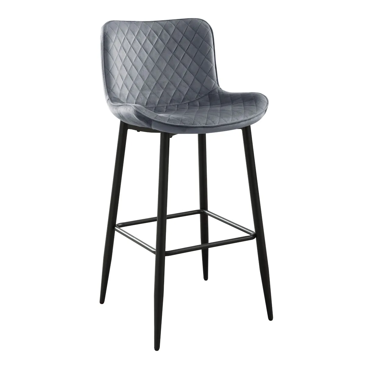 Dark Gray Velvet Bar Height Chair with Quilted Stitching