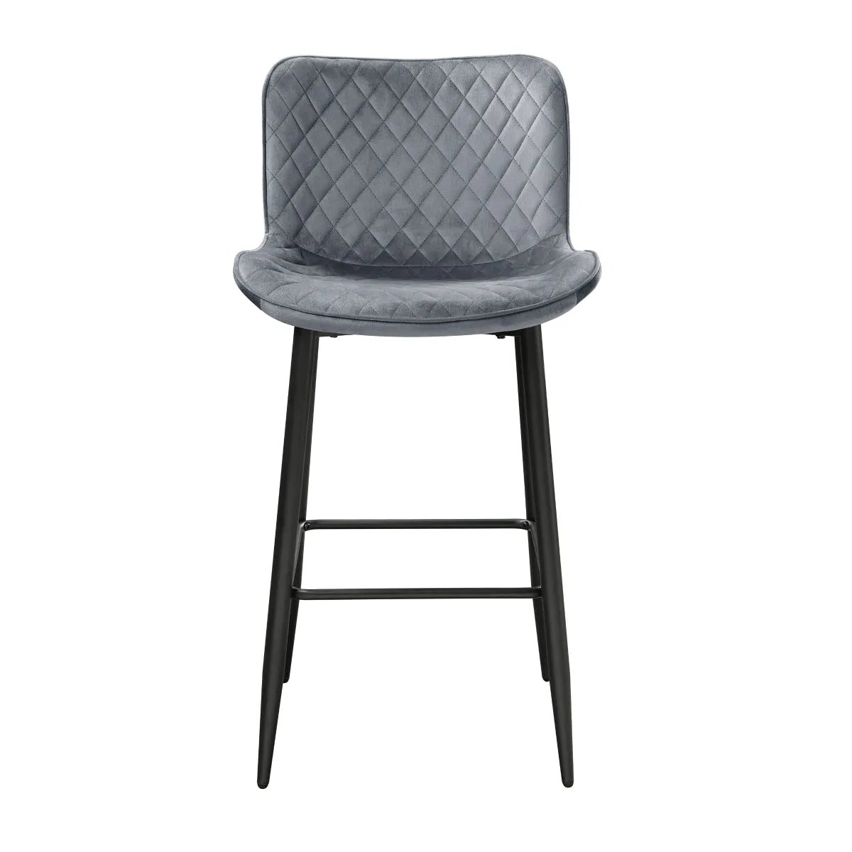 Dark Gray Velvet Bar Height Chair with Quilted Stitching