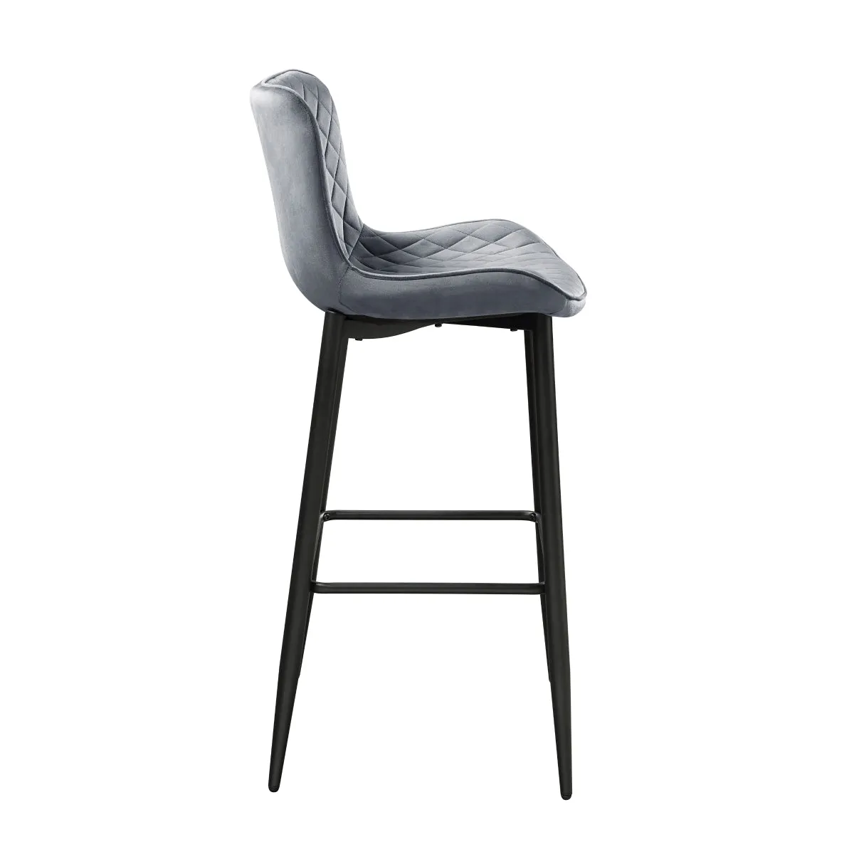 Dark Gray Velvet Bar Height Chair with Quilted Stitching