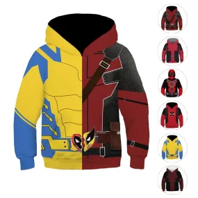 Deadpool and Wolverine Children 3D cartoon Sweater Jumpsuit cosplay