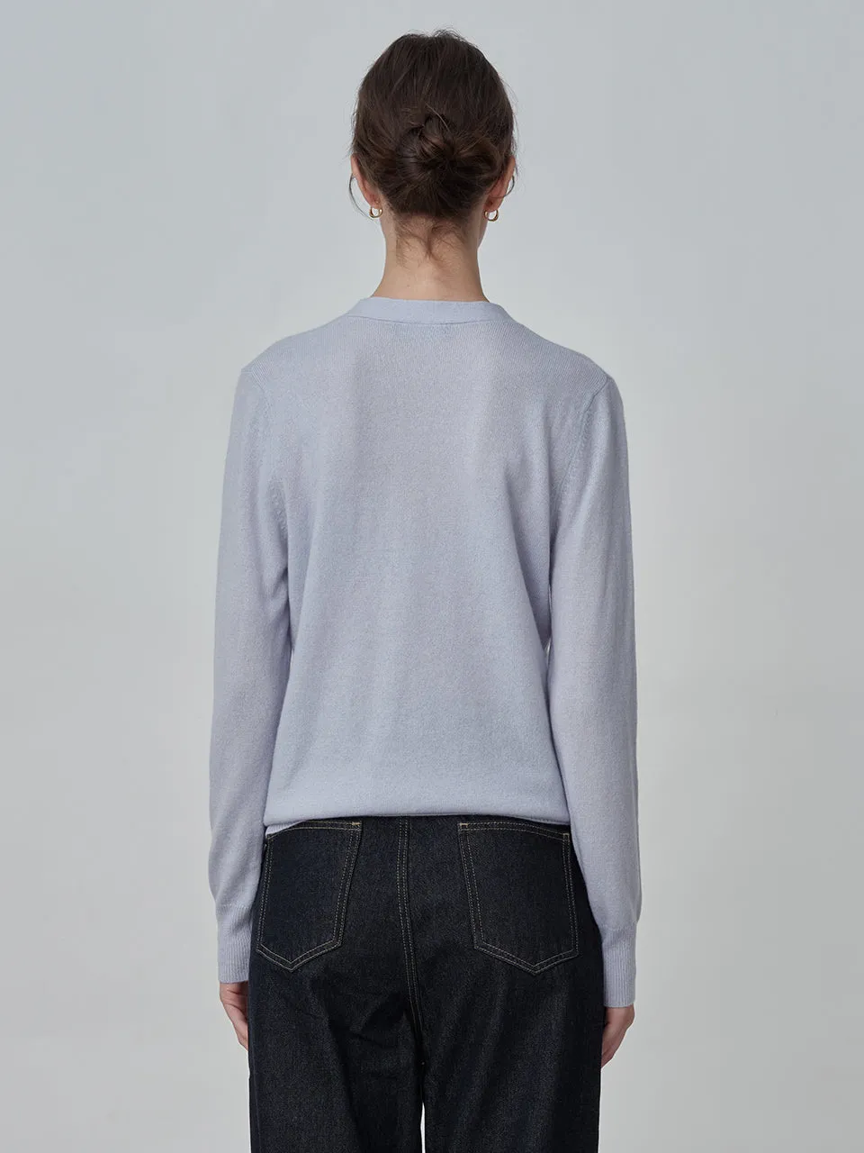 Deep V Neck Sweater_Baby Blue