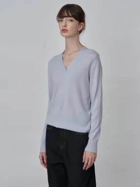 Deep V Neck Sweater_Baby Blue