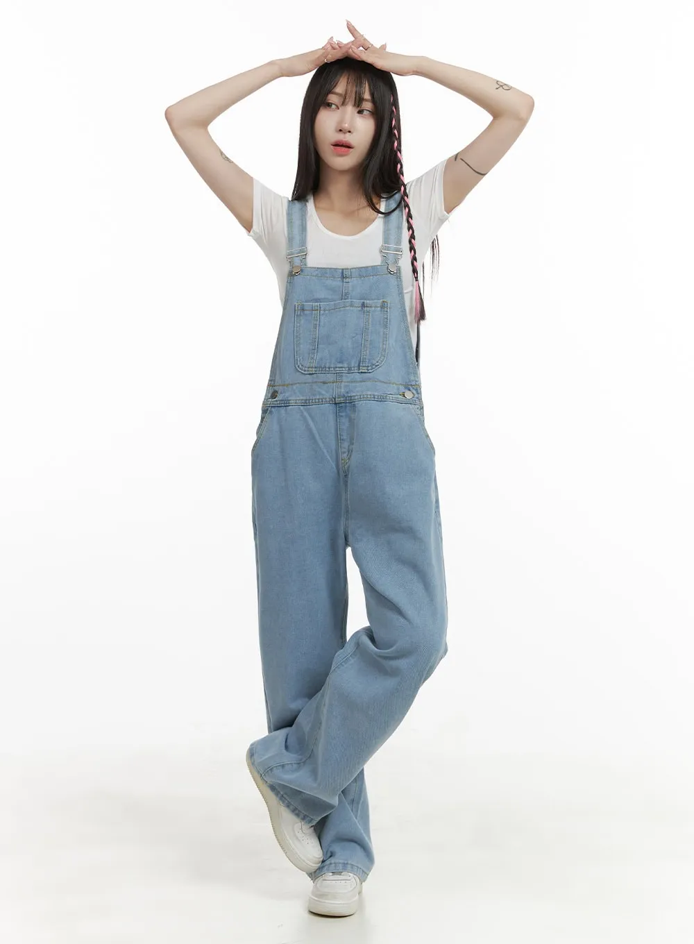 Denim Buckle Wide Leg Jumpsuit OA426