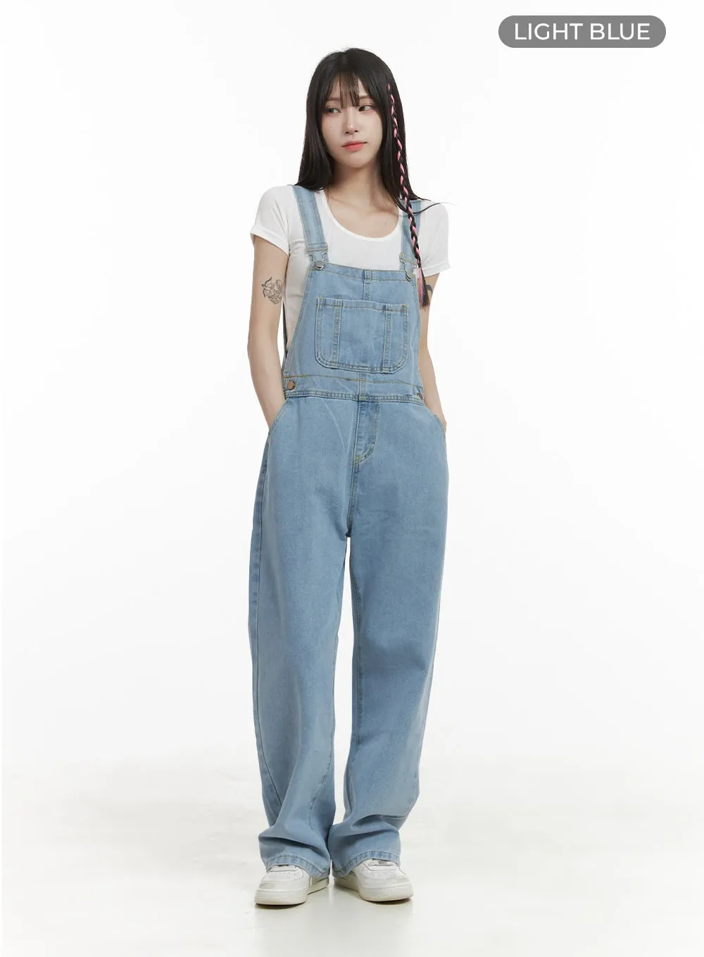 Denim Buckle Wide Leg Jumpsuit OA426