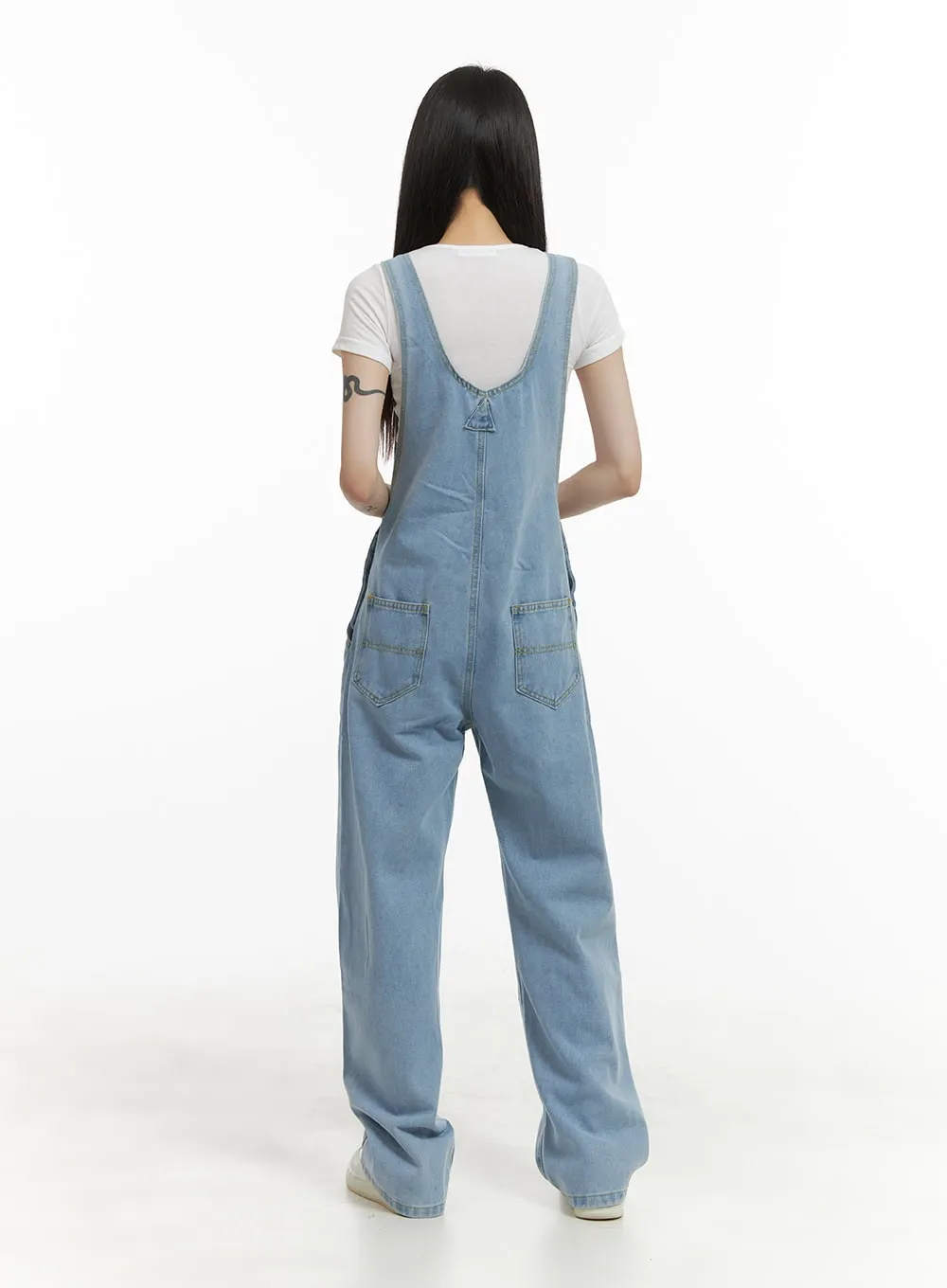 Denim Buckle Wide Leg Jumpsuit OA426