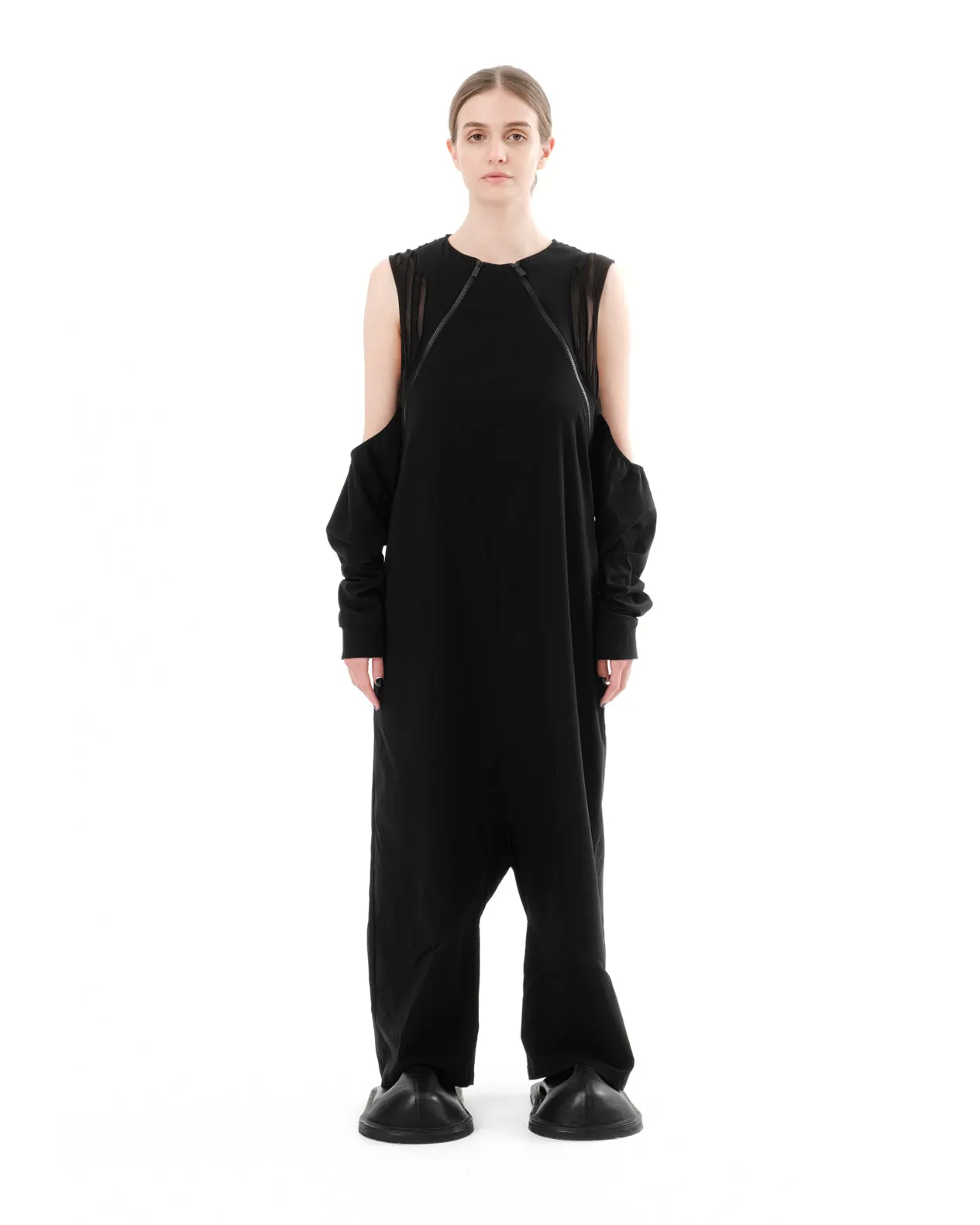 DIAPHANUM DROP CROCH CUT OUT SLEEVES JUMPSUIT