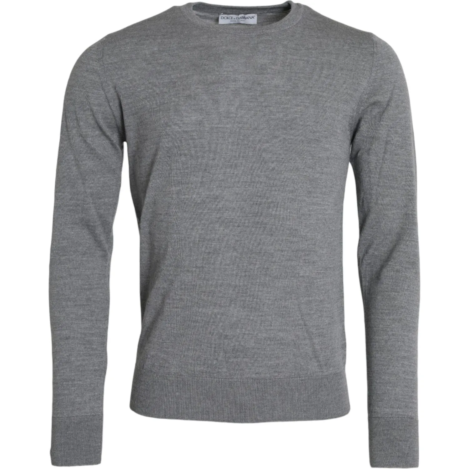 Dolce & Gabbana Ash Gray Wool Crew Neck Pullover Sweater