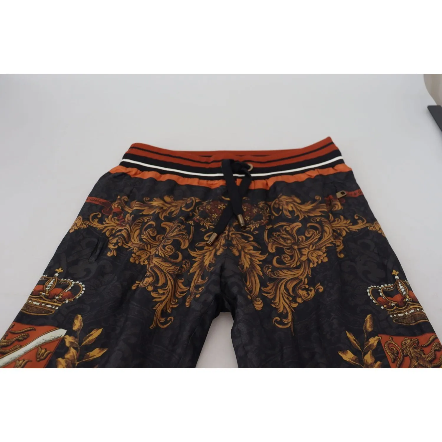 Dolce & Gabbana Baroque Crown Silk Sweatpants