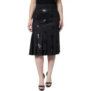 Dolce & Gabbana Black DG Monogram Pleated Midi Skirt