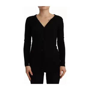 Dolce & Gabbana Black Wool Knit Button Down Cardigan Sweater