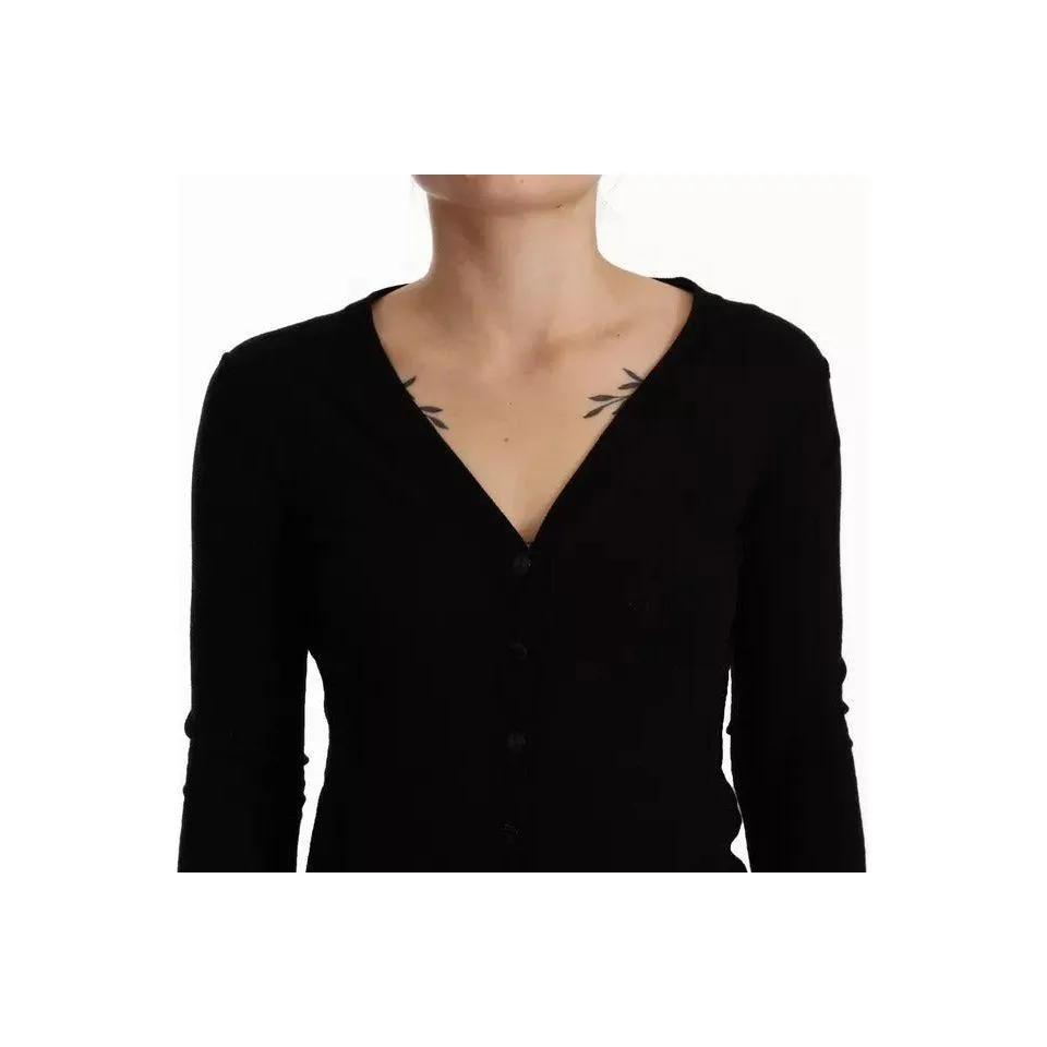 Dolce & Gabbana Black Wool Knit Button Down Cardigan Sweater