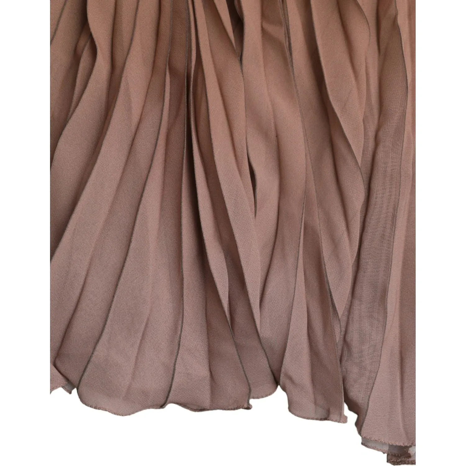 Dolce & Gabbana Brown Polyester Pleated High Waist Midi Skirt